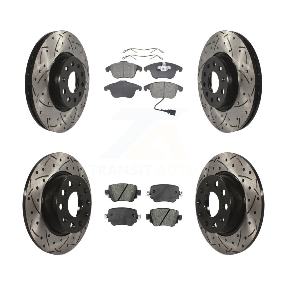 Kit de plaquettes de frein semi-métalliques pour rotors de frein à fente avant et arrière pour Volkswagen Passa