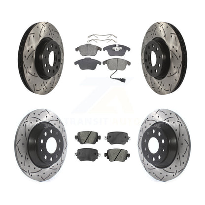 Kit de plaquettes semi-métalliques de Rotor de frein à disque de fente de forage avant et arrière pour Audi Q3 Quattr