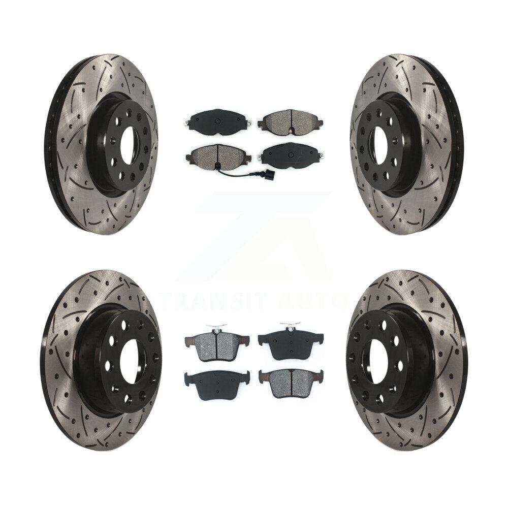 Kit de plaquettes semi-métalliques de Rotor de frein de fente de forage avant et arrière pour Volkswagen Taos Aud