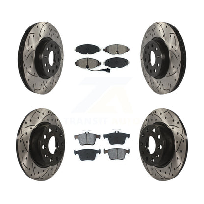 Kit de plaquettes semi-métalliques de Rotor de frein de fente de forage avant et arrière pour Volkswagen Taos Aud
