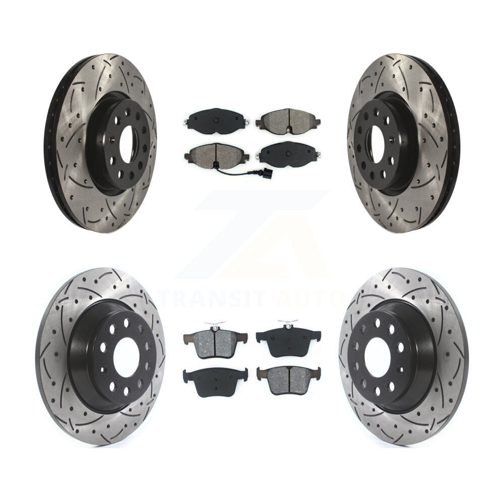 Kit de plaquettes semi-métalliques de Rotor de frein à disque de fente de forage avant et arrière pour Audi TT Quattr