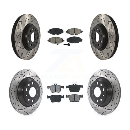 Kit de plaquettes semi-métalliques de Rotor de frein à disque de fente de forage avant et arrière pour Audi TT Quattr