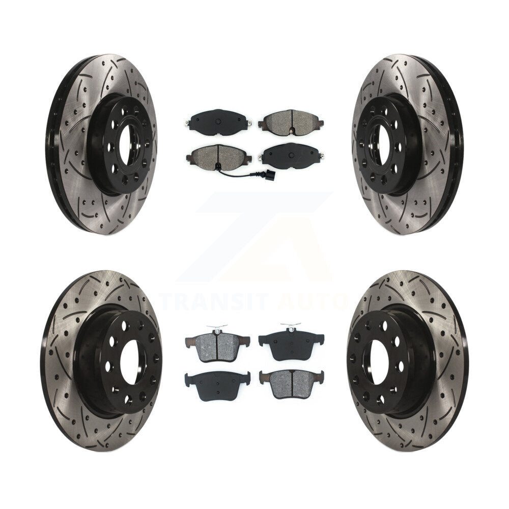 Kit de plaquettes semi-métalliques de Rotor de frein de fente de forage avant et arrière pour Volkswagen Taos Aud