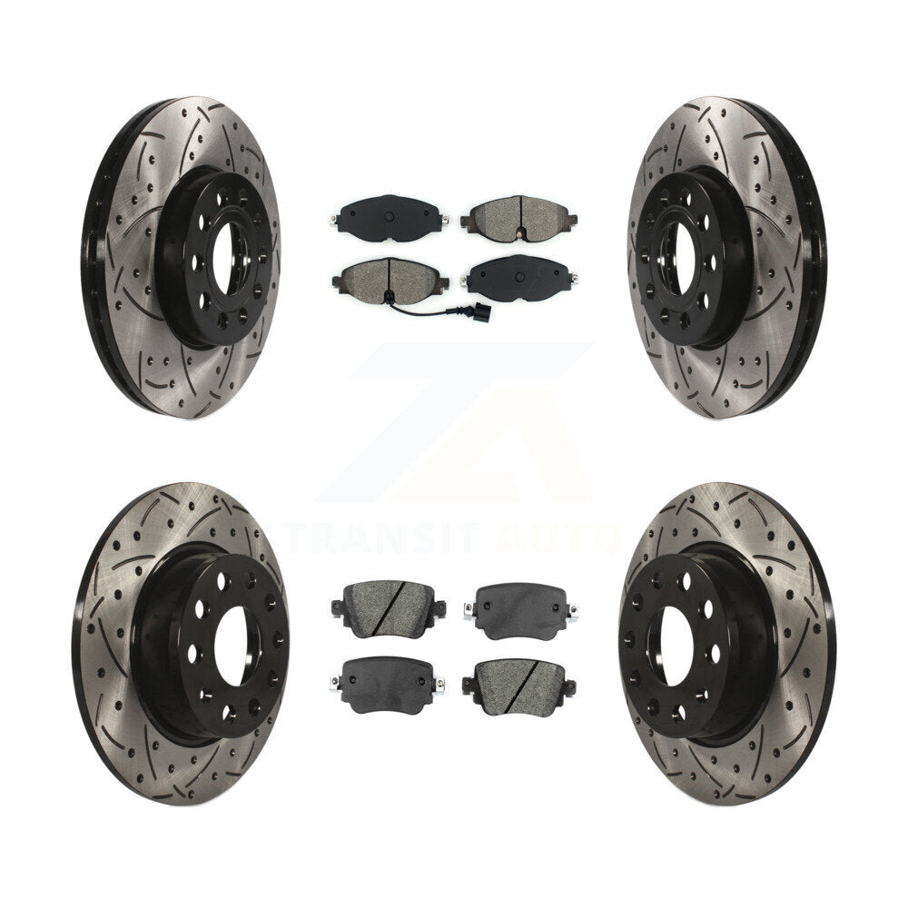 Kit de plaquettes semi-métalliques de Rotor de frein à disque de fente de forage avant et arrière pour Volkswagen Gol