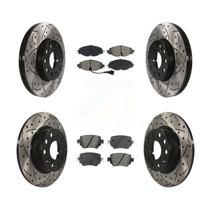 Kit de plaquettes semi-métalliques de Rotor de frein à disque de fente de forage avant et arrière pour Volkswagen Gol