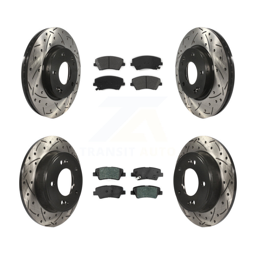 Kit de plaquettes semi-métalliques de Rotor de frein de fente de forage avant et arrière pour Hyundai Elantra 2.0