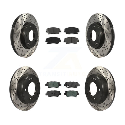 Kit de plaquettes semi-métalliques de Rotor de frein de fente de forage avant et arrière pour Hyundai Elantra 2.0