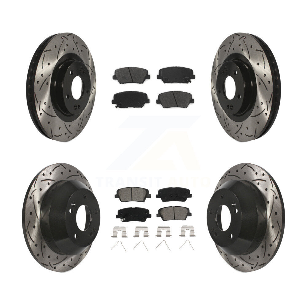 Kit de plaquettes semi-métalliques de rotors de frein de fente de forage avant et arrière pour Kia Sorento Hyunda