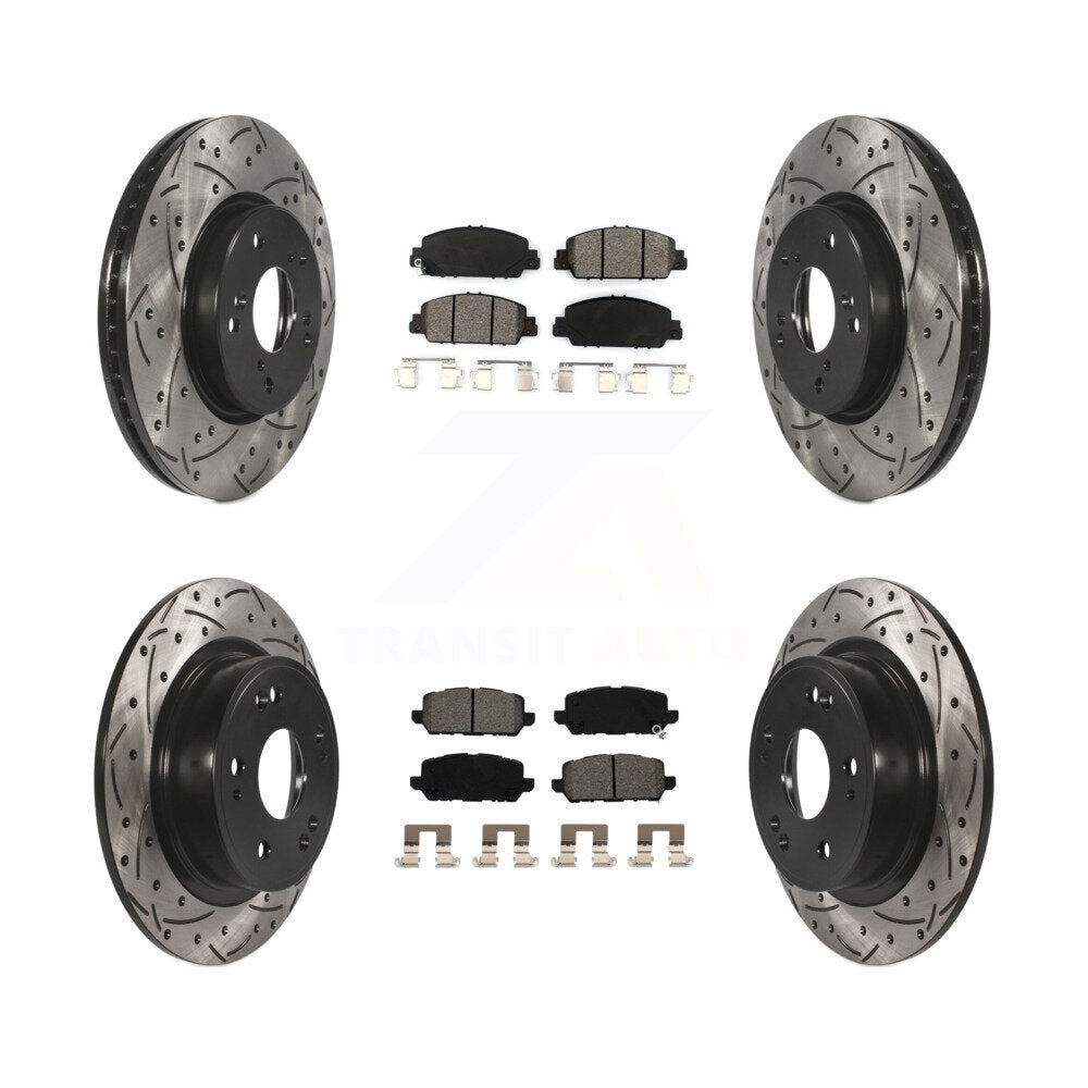 Kit de plaquettes semi-métalliques de Rotor de frein de fente de forage avant et arrière pour Honda HR-2016-2022