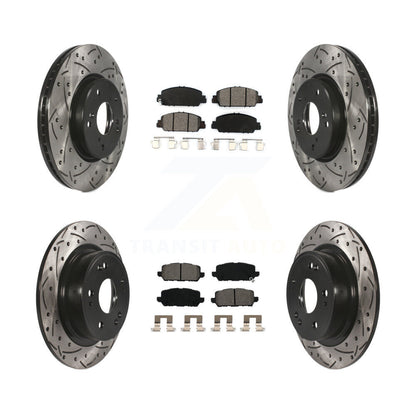 Kit de plaquettes semi-métalliques de Rotor de frein de fente de forage avant et arrière pour Honda HR-2016-2022