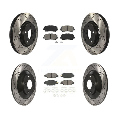 Kit de plaquettes semi-métalliques de Rotor de frein à disque de fente de forage de manteau avant et arrière pour Mazda CX-