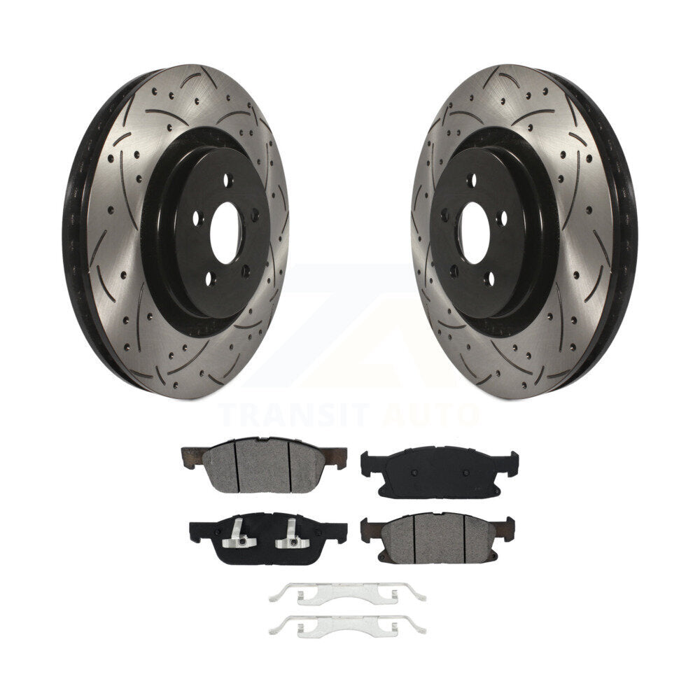Rotor de frein à fente percée avant et Kit de plaquettes semi-métalliques pour Ford Edge Lincoln MK