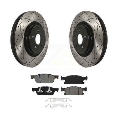 Rotor de frein à fente percée avant et Kit de plaquettes semi-métalliques pour Ford Edge Lincoln MK