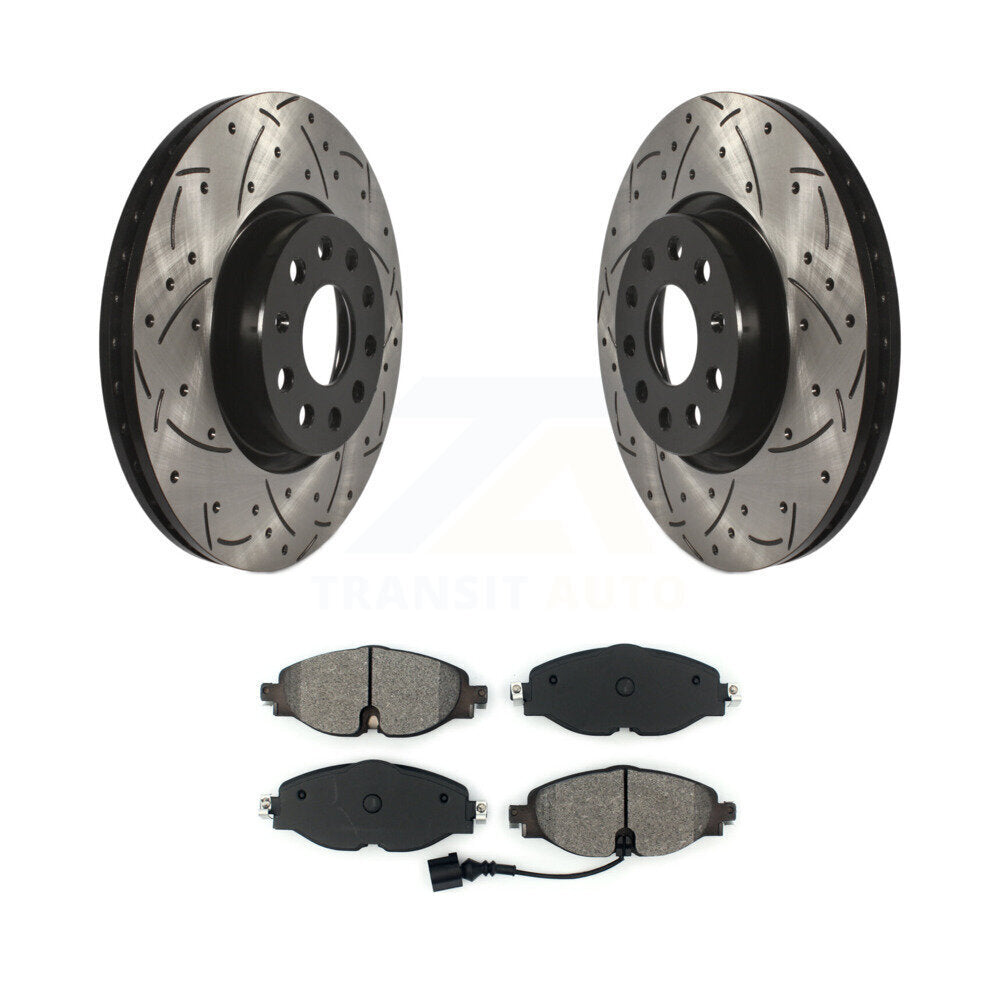 Kit de plaquettes semi-métalliques de Rotor de frein de fente de forage avant pour Volkswagen Golf Taos Aud
