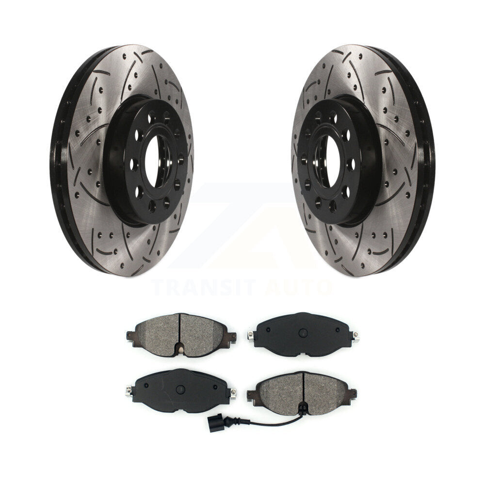 Kit de plaquettes semi-métalliques de Rotors de frein de fente de forage avant pour Volkswagen Jetta Golf A
