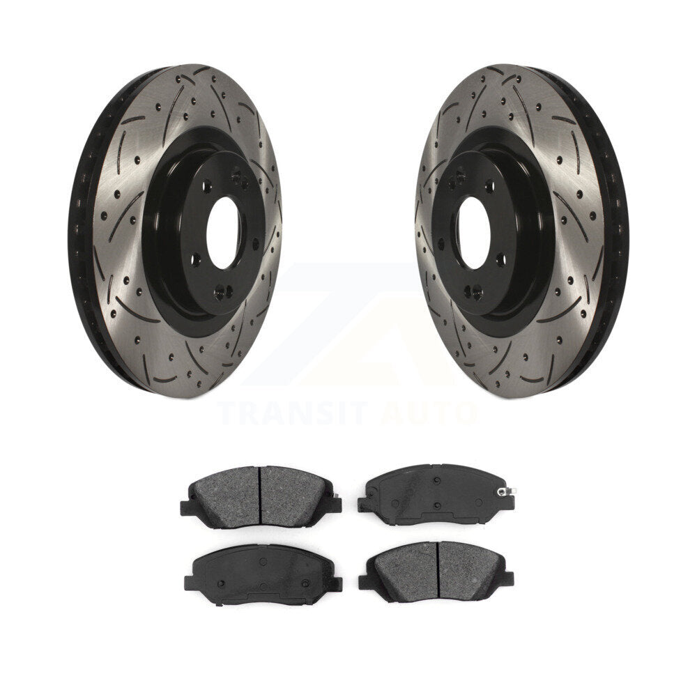 Kit de plaquettes semi-métalliques de Rotors de frein à disque de fente de forage avant pour Hyundai Santa Fe X