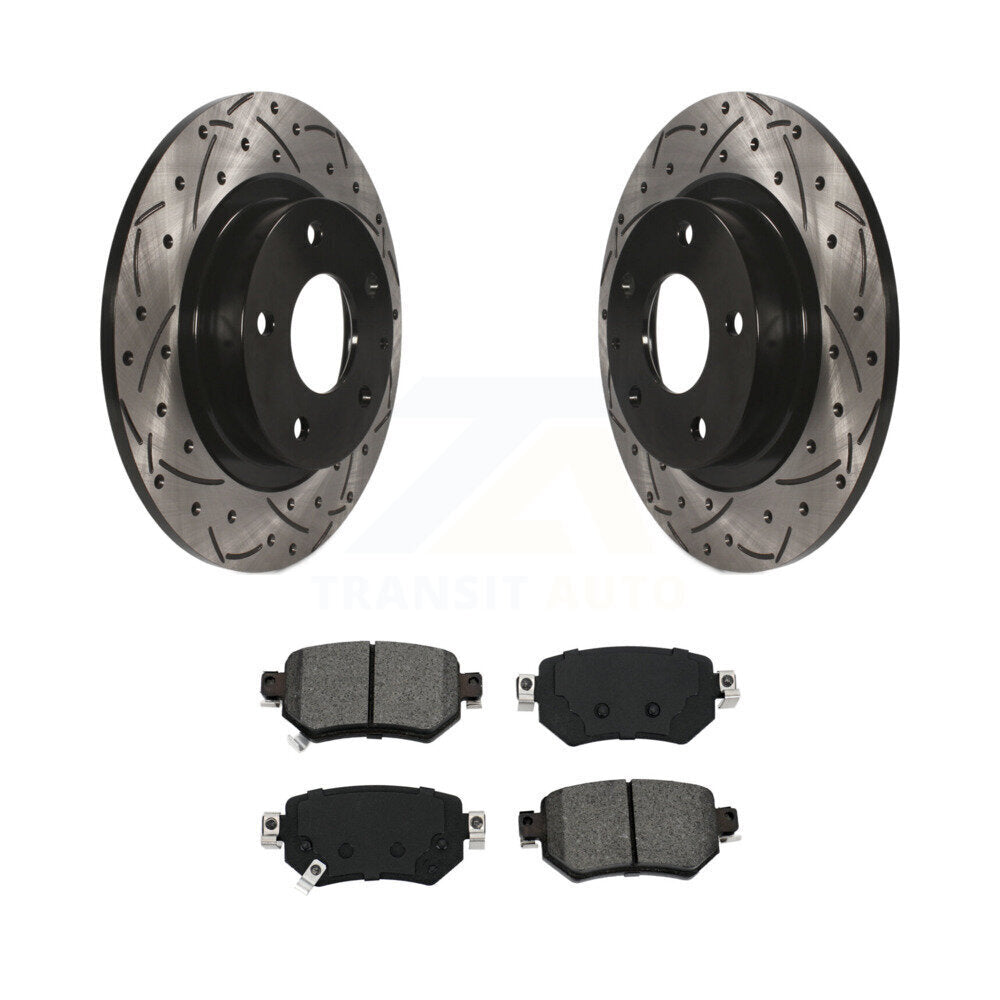 Rotor de frein à disque à fente arrière percée et kit de plaquettes semi-métalliques pour Mazda 2016 – 2021