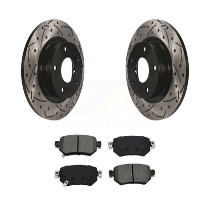 Rotor de frein à disque à fente arrière percée et kit de plaquettes semi-métalliques pour Mazda 2016 – 2021