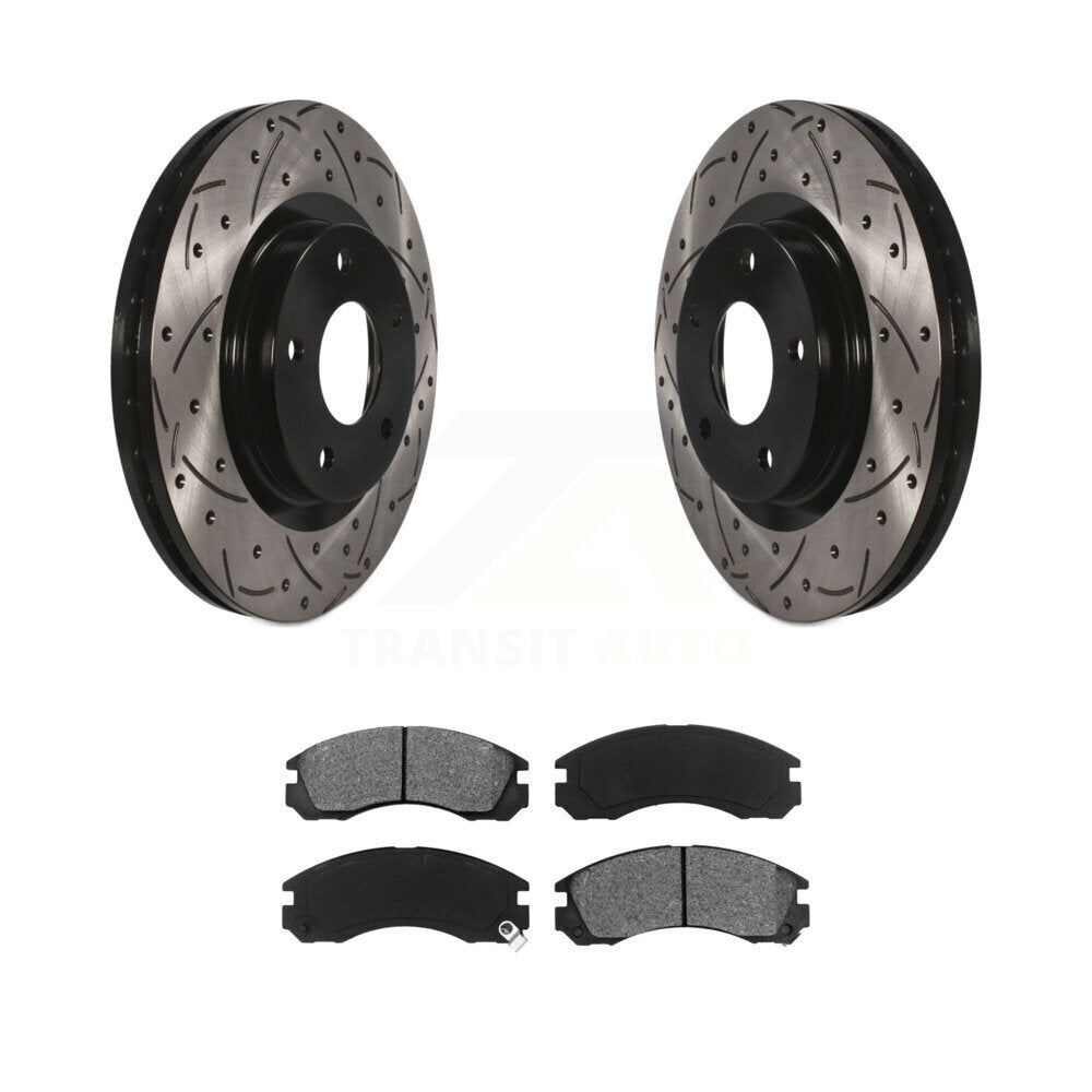 Rotors de frein à disque à fente avant, Kit de plaquettes semi-métalliques pour Mitsubishi Lance