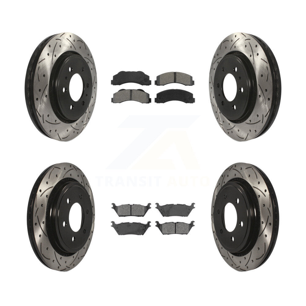 Kit de plaquettes semi-métalliques pour Rotor de frein à disque, fente de perçage pour manteau avant et arrière, pour Ford F-15