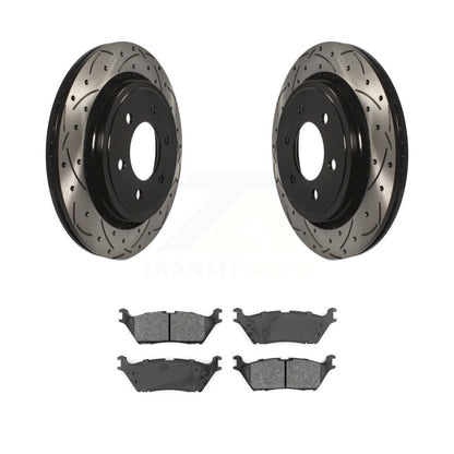 Rotor de frein à disque à fente percée à revêtement arrière et Kit de plaquettes semi-métalliques pour Ford F-15