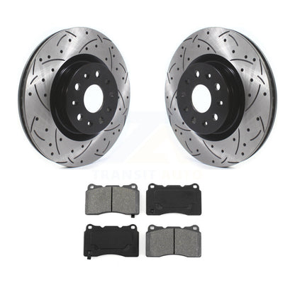 Rotor de frein à disque à fente avant percée et Kit de plaquettes semi-métalliques pour Cadillac CTS CT