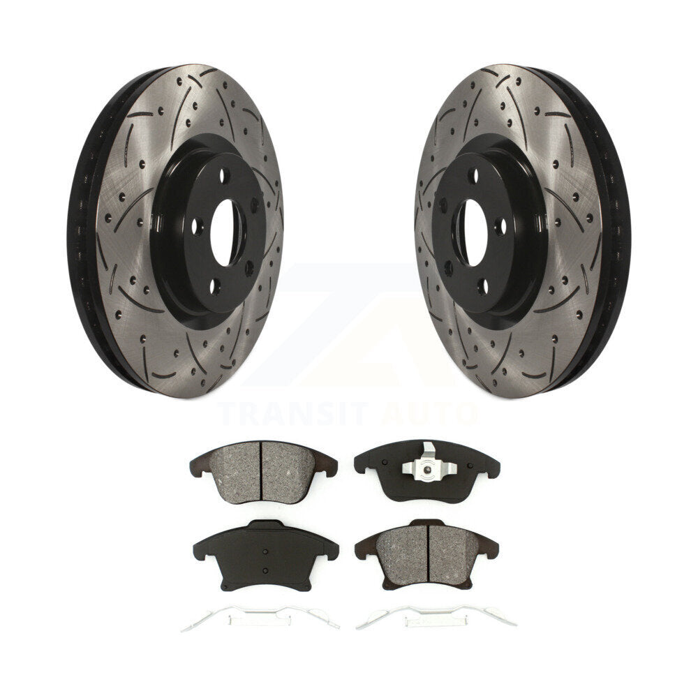 Kit de plaquettes semi-métalliques de Rotor de frein à fente de forage avant pour Ford Police Responder SS