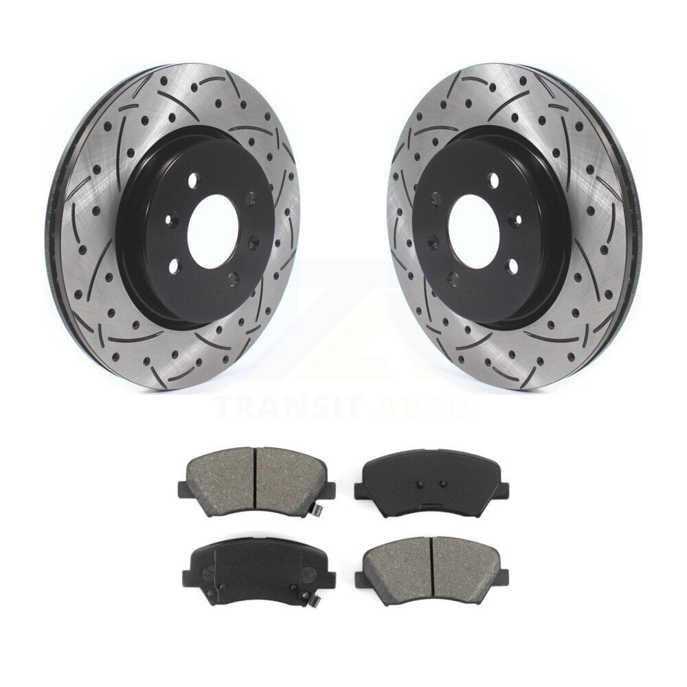 Kit de plaquettes semi-métalliques de rotors de frein à disque fendus percés à revêtement avant pour Kia Ri