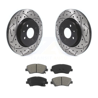 Kit de plaquettes semi-métalliques de rotors de frein à disque fendus percés à revêtement avant pour Kia Ri