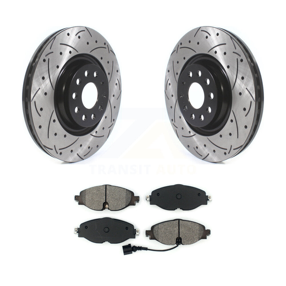 Kit de plaquettes semi-métalliques de Rotor de frein à fente avant percée, pour Volkswagen Golf Audi A