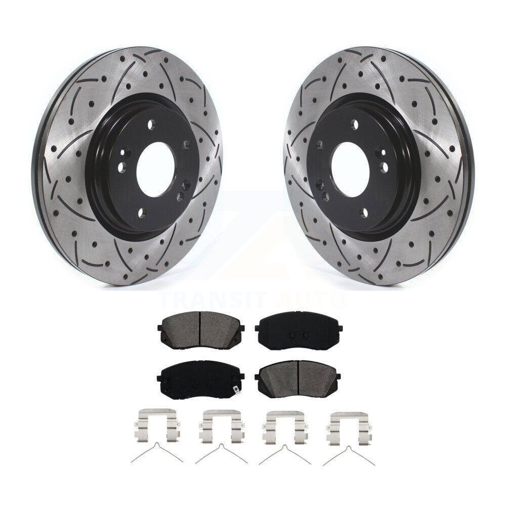 Kit de plaquettes semi-métalliques de Rotor de frein à fente avant percée, pour Hyundai Sonata Kona Ki
