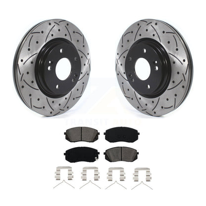 Kit de plaquettes semi-métalliques de Rotor de frein à fente avant percée, pour Hyundai Sonata Kona Ki