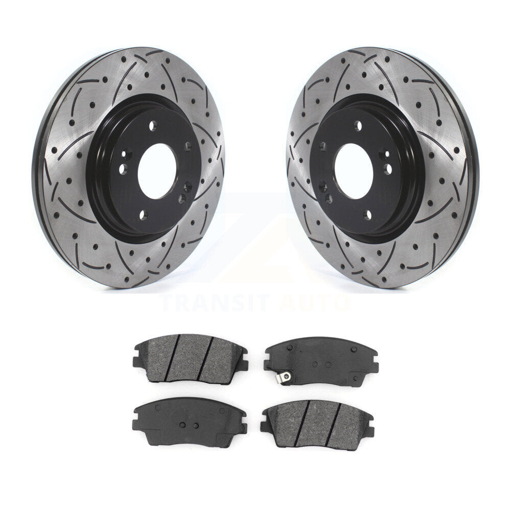 Rotors de frein à fente avant percés, Kit de plaquettes semi-métalliques pour Hyundai Elantra Tucso
