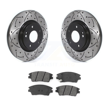 Rotors de frein à fente avant percés, Kit de plaquettes semi-métalliques pour Hyundai Elantra Tucso