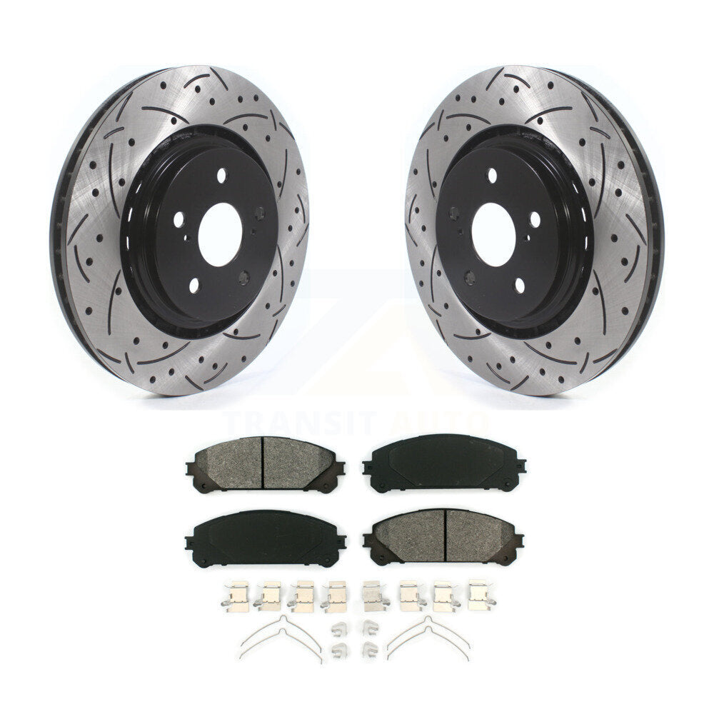 Kit de plaquettes semi-métalliques de Rotors de frein de fente de forage avant pour Lexus RX350 Toyota Camr