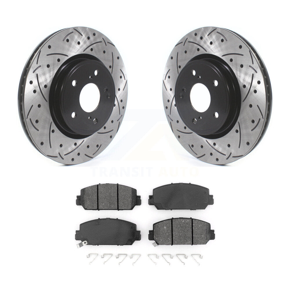 Kit de plaquettes semi-métalliques de Rotor de frein à disque de fente de forage de couche avant pour Honda CR-V HR-