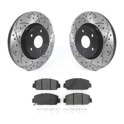 Kit de plaquettes semi-métalliques de Rotor de frein à disque de fente de forage de couche avant pour Honda CR-V HR-