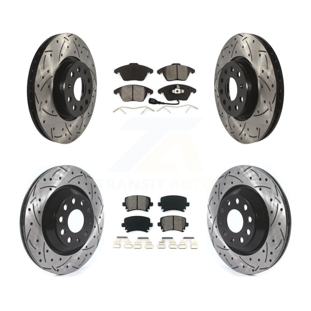 Kit de plaquettes semi-métalliques de Rotor de frein de fente de forage avant et arrière pour Volkswagen Passat C