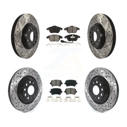 Kit de plaquettes semi-métalliques de Rotor de frein de fente de forage avant et arrière pour Volkswagen Passat C