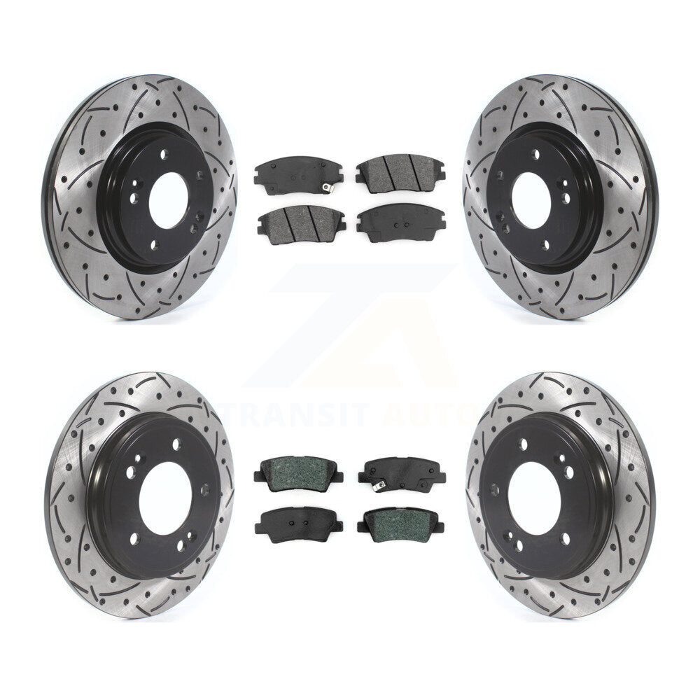 Kit de plaquettes semi-métalliques de Rotor de frein de fente de forage avant et arrière pour Hyundai Elantra 1.6