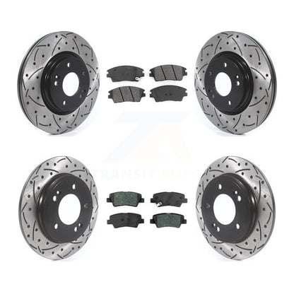 Kit de plaquettes semi-métalliques de Rotor de frein de fente de forage avant et arrière pour Hyundai Elantra 1.6