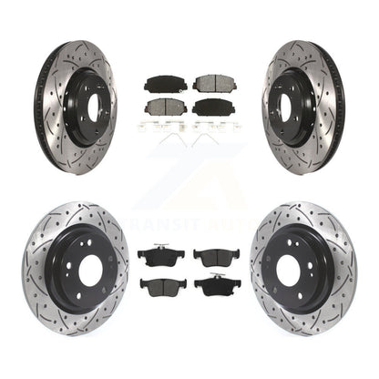 Rotor de frein à disque à fente percée avant et arrière et Kit de plaquettes semi-métalliques pour Honda Civi