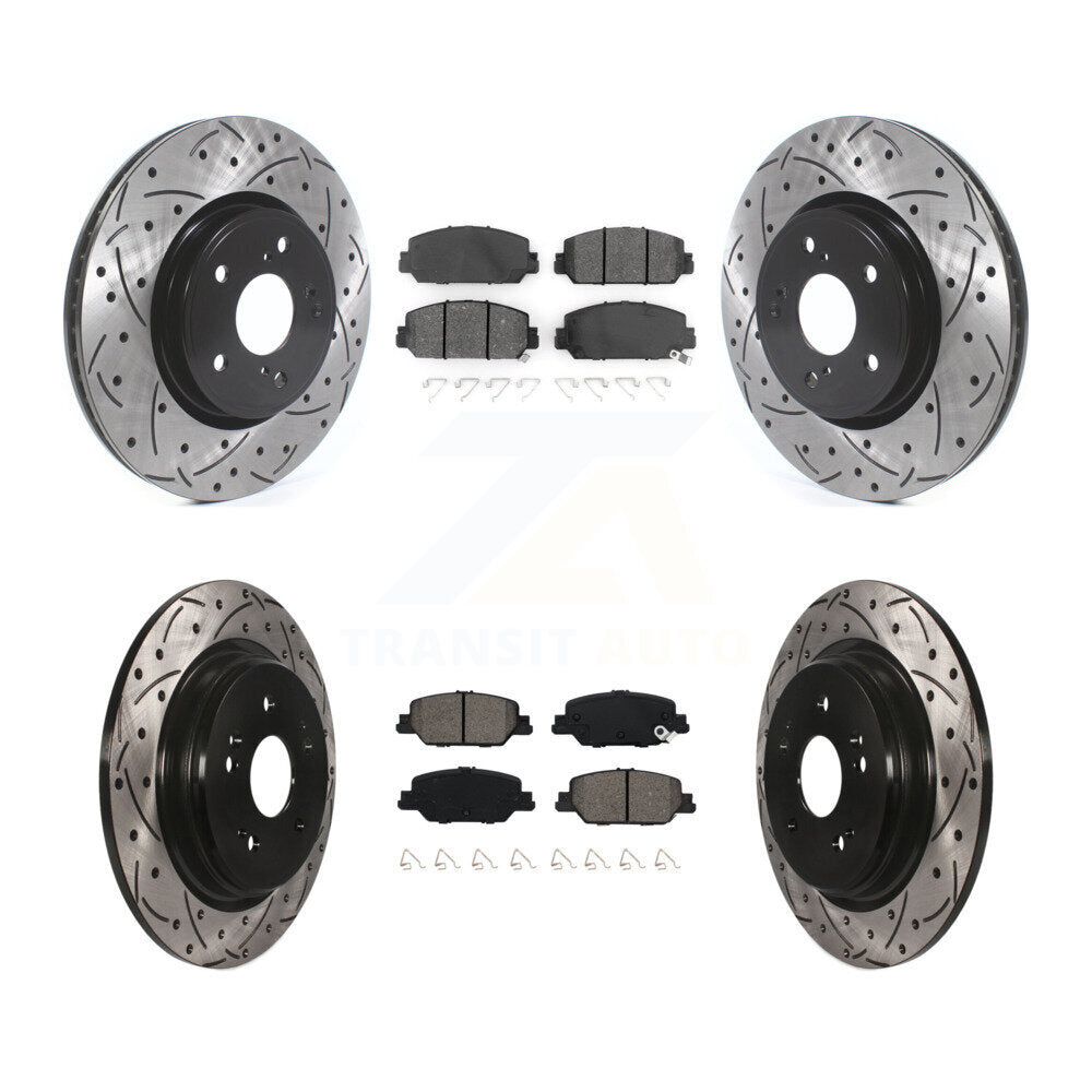 Kit de plaquettes semi-métalliques de Rotor de frein à disque de fente de forage de manteau avant et arrière pour Honda CR-