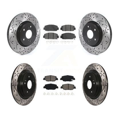 Kit de plaquettes semi-métalliques de Rotor de frein à disque de fente de forage de manteau avant et arrière pour Honda CR-