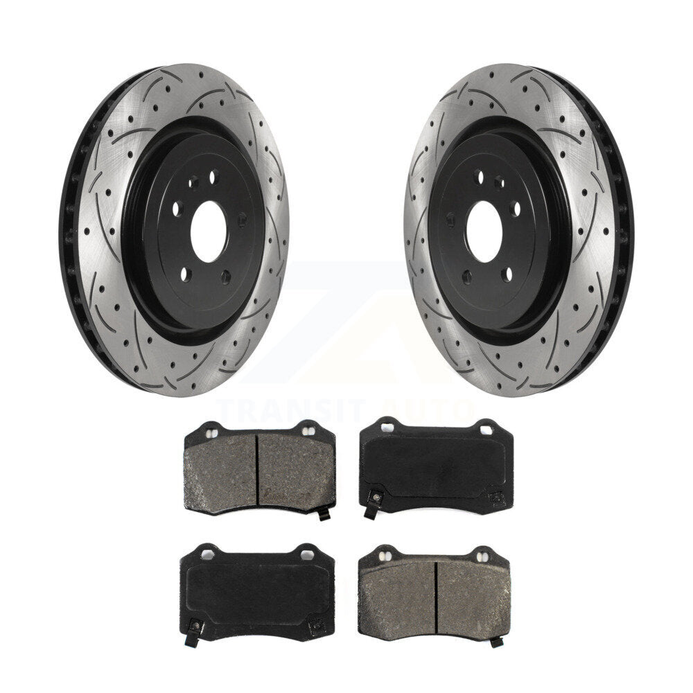 Kit de plaquettes semi-métalliques de Rotors de frein de fente de forage arrière pour Chevrolet Camaro Cadilla