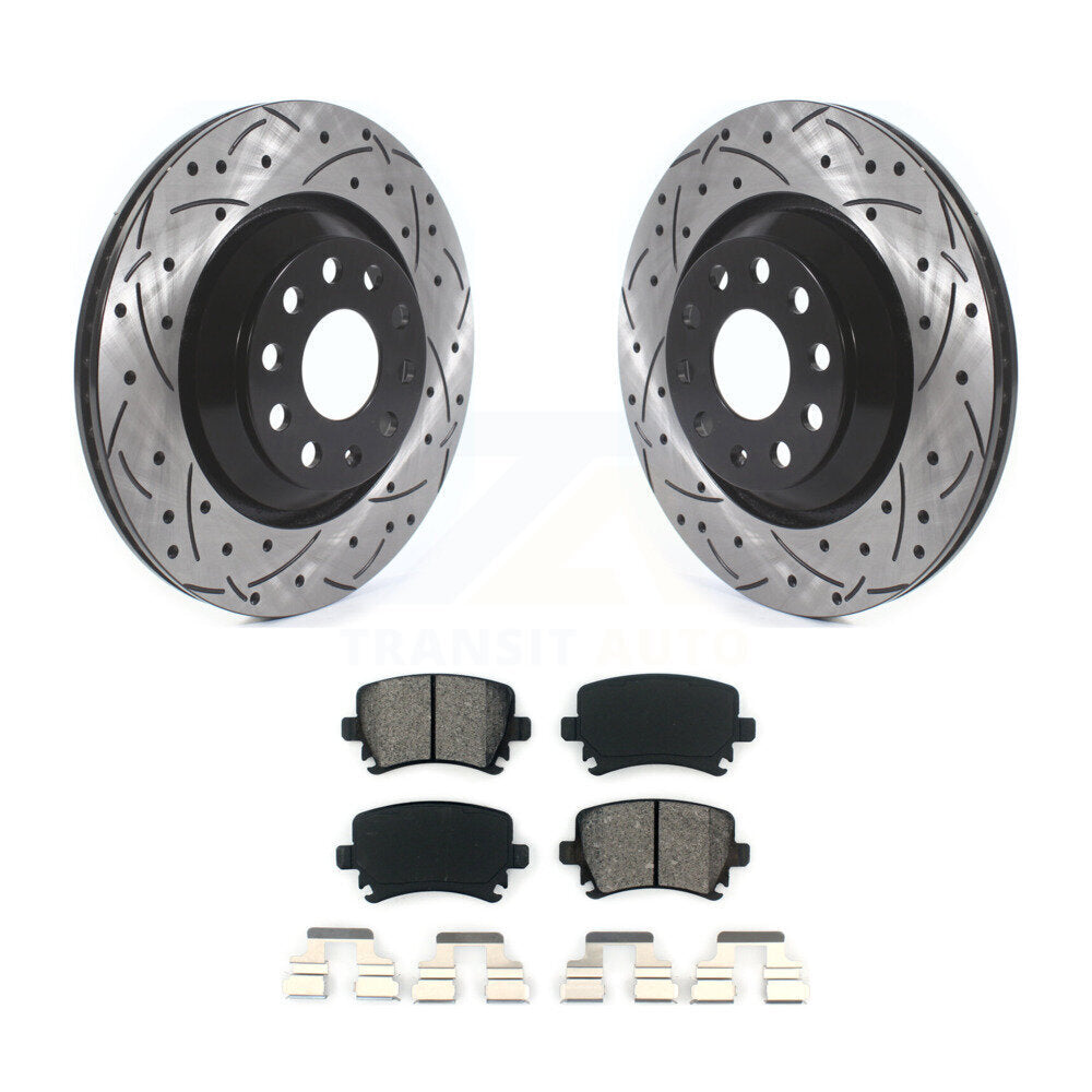 Kit de plaquettes semi-métalliques de Rotor de frein de fente de forage arrière pour Volkswagen GTI Passat CC