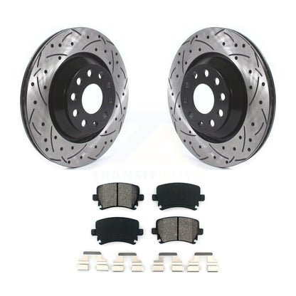 Kit de plaquettes semi-métalliques de Rotor de frein de fente de forage arrière pour Volkswagen GTI Passat CC