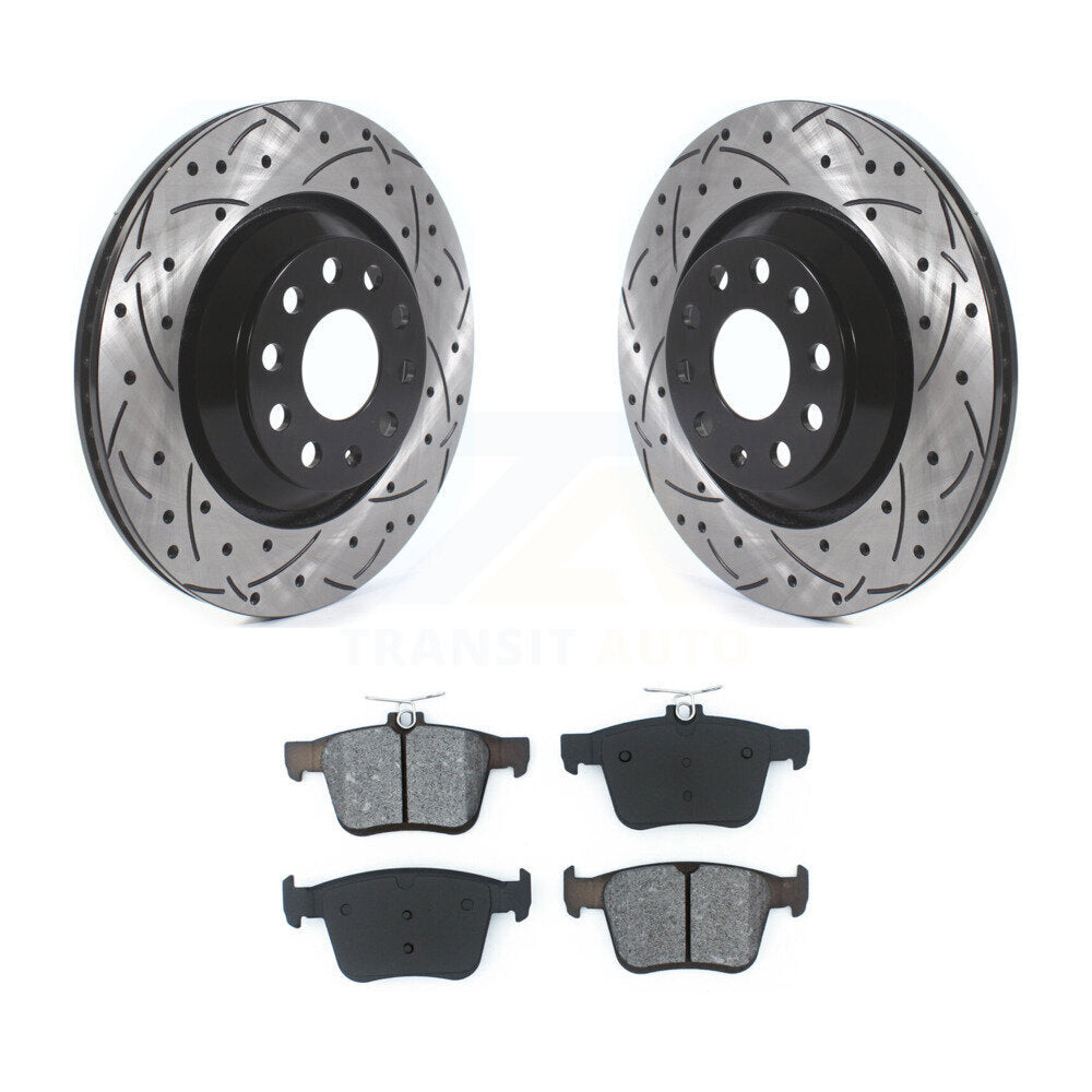 Kit de plaquettes semi-métalliques de Rotor de frein de fente de forage arrière pour Volkswagen Atlas Audi Q3