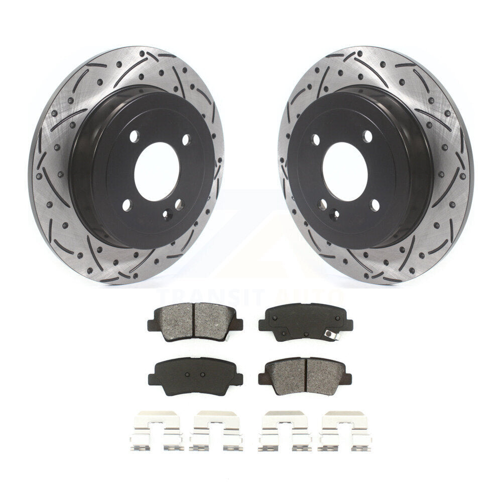 Rotor de frein à fente percée arrière et Kit de plaquettes semi-métalliques pour Hyundai Accent Kia Ri