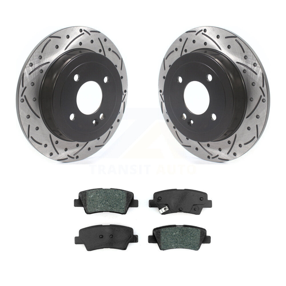 Rotor de frein à fente percée arrière et Kit de plaquettes semi-métalliques pour Kia Rio Hyundai Accen